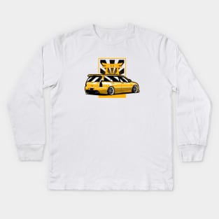 Yellow Lancer Evo Wagon Kids Long Sleeve T-Shirt